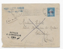 Alg12 Lettre Algérie N°17 (Semeuse Surchargée Empatée) Obl Alger Méca + Retour (1925) - Brieven En Documenten