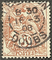 YT 109 CaD Besançon Doubs 16.03.1908  Type Blanc 3c Orange France – 2cata - 1900-29 Blanc