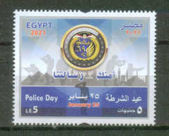 EGYPT / 2021 / POLICE DAY / PYRAMIDS / FLAG / MOSQUE / CAIRO TOWER / CAIRO CITADEL / SOLDIER / GUN / EAGLE EMBLEM / MNH - Ongebruikt