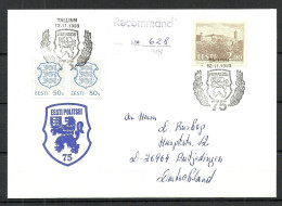 ESTLAND Estonia 1993 Special Cancel Sonderstempel Estonian Police 75th Anniversary Registered Cover To Germany - Politie En Rijkswacht