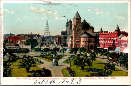 California San Jose Post Office Also Showing Electric Light Tower 1905 - San Jose