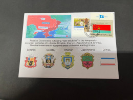 11-9-2023 (4 T 42) Russia Government Is Holding "fake Election" In Temporarly Occupied Territory Of Ukraine (Flag Stamp) - Maladies