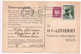 Norwegen 1946 MiNr: 310 Postkarte H7 Lotteriet Gestempelt; Norway Postcard Used Scott: B43 YT: 280 Sg: 375 - Storia Postale