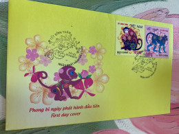 Vietnam Stamp 2015 Monkey FDC Perf - Chimpancés
