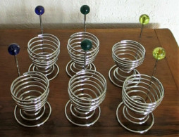 Lot Von 6 Eierbecher Spiralförmig Modern Art Neuwertig - Egg Cups