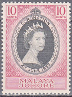 MALAYA--JOHORE   SCOTT NO 114  MINT HINGED  YEAR 1953 - Johore