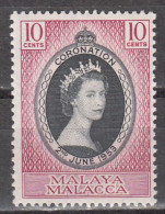 MALAYA--MALACCA   SCOTT NO 27  MINT HINGED  YEAR 1953 - Malacca