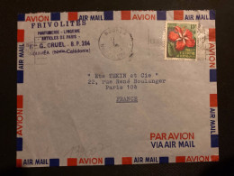 LETTRE Par Avion Pour La FRANCE TP FLEUR HIBISCUS 15F OBL.MEC.3-? 1959 NOUMEA + FRIVOLITES PARFUMERIE - Brieven En Documenten