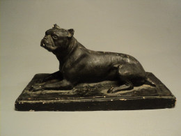 Ancienne Sculpture Chien Boxer Bouledogue Début XXème Sculpteur Animalier Charles Chivot (1866-1941) - Gesso