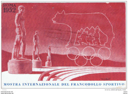 ROMA  1952:  CARTOLINA  ORIGINALE  I°  MOSTRA  INTERNAZ. DEL  F.LLO  SPORTIVO  -  SASS. 684 +  ERINNOFILO  -  FG - Demonstrationen