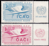 ONU UNO NEW YORK ** MNH Poste  31 Et 32 Aviation Civile Internationale OACI ICAO Bord, De Feuille - Ongebruikt