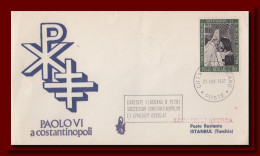 1967 Vatican Vatikan Vaticano Souvenir Cover Visit Pope Paul VI In Costantinople And Ephesus Belege Enveloppe - Storia Postale