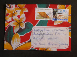 DB2 POLYNESIE  BELLE LETTRE  EN TISSU RARE CURIOSITé 1968  PAPEETE A MENTON  FRANCE + AFF. INTERESSANT+   +++ - Storia Postale