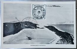 1955 Antarctic Commemorative Stamp First Day Of Use On Photo Card Mawson Base In Antartica - Colecciones Y Lotes