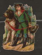 Découpis Gaufrée Enfant Avec Son Chien Année 1900 - Children