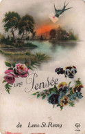 FANTAISIES - Une Pensée - Fleurs -  Colorisé  - Carte Postale Ancienne - Sonstige & Ohne Zuordnung