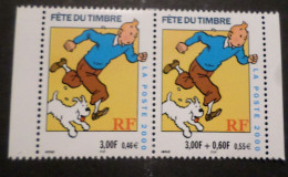 FRANCE Yvert 3304A Paire Issue Du Carnet, Journée Du Timbre 2000. Neuf Sans Charnière. MNH. TINTIN - Unused Stamps