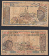 5000 Francs CFA, 1984 T, Togo, X.6, 405497, Banque France, P#_08, Banque Centrale États De L'Afrique De L'Ouest - West African States