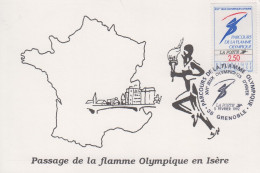 Carte  FRANCE   Parcours  De  La  Flamme  En  Isére   JEUX  OLYMPIQUES  D'  HIVER    ALBERTVILLE   GRENOBLE   1992 - Invierno 1992: Albertville