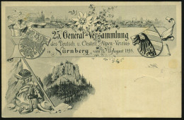 Nürnberg 1898 (12.8.) PP 5 Pf. Wappen, Grün: 25. General-Versammlung Des Deutsch. U. Oesterr. Alpen-Vereins.. = Alpinist - Non Classés
