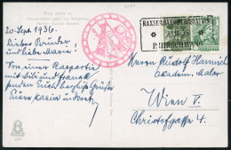 ÖSTERREICH 1936 (21.9.) Schw. Ra.3: RAXSEILBAHN-BERGSTATION/**/P. HIRSCHWANG = Hauspostamt Seilbahn-Station (PSt.II) + R - Ohne Zuordnung