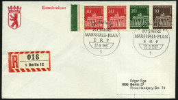 1 BERLIN 12/ 20 JAHRE/ MARSHALL-PLAN/ ERP 1967 (22.9.) SSt Auf Zus.-Druck Brandenburger Tor (Mi.W 43 Mit Farbrand, 30 Pf - Other & Unclassified