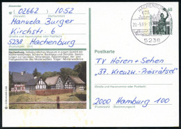 Hachenburg 1989 60 Pf. BiP "Bavaria", Grün: Hachenburg, Volkskundl. Museum.. Paläontologie, Vor- U. Frühgeschichte + Ort - Prehistorie