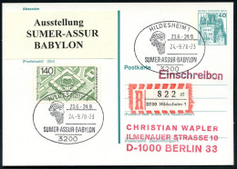 3200 HILDESHEIM 1/ SUMER/ ASSUR/ BABYLON 1978 (24.9.) SSt = Antiker Kopf Mit Geflochtenem Bart + RZ: 3200 Hildesheim 1/  - Egyptologie