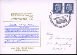 102 BERLIN 2/ Interartes '72.. 1972 (8.10.) Gesuchter SSt = Pergamon-Altar , Klar Gest. PP 5 Pf. + 5 Pf. Ulbricht: Inter - Archeologie