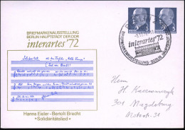 102 BERLIN 2/ Interartes '72.. 1972 (8.10.) Gesuchter SSt = Pergamon-Altar , Klar Gest. PP 5 Pf. + 5 Pf. Ulbricht: Inter - Archéologie