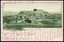 GRIECHENLAND 1902 (21.12.) 10 L. + 10 L. BiP Hermes, Rot + Blinddruck:  Athen, Blick Auf Die Akropolis , 1K: Athen, Ausl - Arqueología