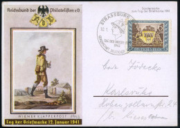 STRASSBURG (ELS)/ TAG DER BRIEFMARKE/ GDS 1943 (10.1.) SSt = Merkurkopf Auf 6 + 24 Pf. Tag D. Briefmarke (Mi.828 EF) Son - Mythologie