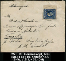 GRIECHENLAND 1891 25 L. "Kleiner Merkurkopf"  EF Ungez. Randstück Blau, Rs. Hs.Abs.: "Palais Du Prince Royale" N.Berlin  - Mythology