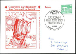 1080 BERLIN 8/ LUKIAN/ UM 120 BIS/ NACH 180.. 1983 (31.5.) SSt Glasklar Auf Sonder-Kt: Lukian's "Wahre Geschichte" - RÖM - Arqueología