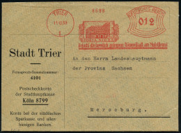 TRIER/ 1/ PORTA NIGRA/ Besucht Die Herrliche..Römerstadt Am Moselstrand 1933 (11.10.) Seltener AFS Bogenrechteck = Porta - Archeologia