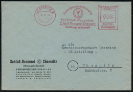 CHEMNITZ 1/ Reichsgesundheitsmarke/ Für Schloss-Weizenbier/ Schloß-Brauerei.. 1944 (30.8.) Seltener AFS Francotyp = Germ - Arqueología