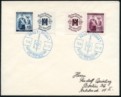 BÖHMEN & MÄHREN 1940 (17.11.) Blauer SSt: PRAG 1-PRAHA 1/DEUTSCHE BUCHAUSSTELLUNG (Foliant M.Hakenkreuz-Rune U. Germanis - Archéologie