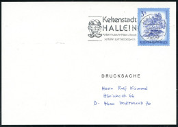 ÖSTERREICH 1981 (4.5.) MWSt: 5400 HALLEIN/n/Keltenstadt/HALLEIN/Keltenmuseum../Salzbergwerk (= Keltische Maske) Ausl.-Ka - Archéologie