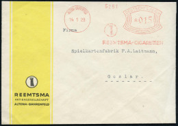 ALTONA-BAHRENFELD/ REEMTSMA-CIGARETTEN 1929 (14.1.) AFS Francotyp "Bogenrechteck" = Drachenbug Eines Wikingerschiffes (F - Autres & Non Classés