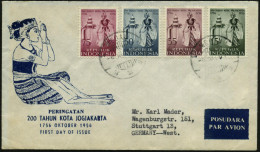 INDONESIEN 1956 (7.10.) 200 Jahre Jogjakarta , Kompl.Satz = Tänzerin , Sauber Gest. Übersee-Flp.-FDC-SU.  (Mi.186/89) -  - Other & Unclassified