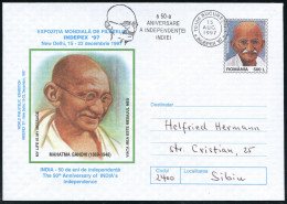 RUMÄNIEN 1997 (15.8.) 500 L. Sonder-U. "50 Jahre Indische Republik": MAHATMA GANDHI (Kopfbild M.Brille) + Motivgl. FaWSt - Other & Unclassified