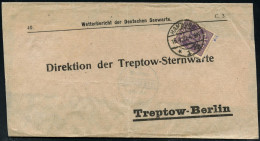HAMBURG/ * 1 Am 1922 (15.4.) 1K-Brücke Auf EF 50 Pf. Dienst , Klar Gest. Antwort-Zeitungs-Streifband: Wetterbericht Der  - Sterrenkunde