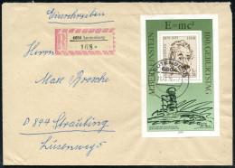 D.D.R. 1979 1.-Mk "100. Geburtstag Alb.Einstein" Block EF + RZ: 6804 Leutenberg, Klar Gest BRD-R-Bf  (Mi.Bl.54 EF, + 40. - Astronomie