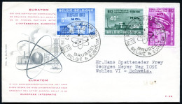 BELGIEN 1961 (8.11.) Reaktor "BR3 MOL", Kompl.Satz , 2x ET-SSt.: BRUXELLES.. EURATOM.., Bedarfs-FDC-SU.  (Mi.1255/57) -  - Atom