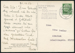 (13b) AUGSBURG 2/ Ef/ RUDOLF DIESEL/ ZUM 100.GEBURTSTAG.. 1958 (24.10.) MWSt (Halbstempel) Klar Auf Bedarfs-Kt. (Bo.39 A - Voitures