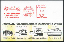 7710 Donaueschingen 1983 (30.5.) AFS: VORFÜHRSTEMPEL/POSTALIA/Auto-SPRAUL.. ( = Daimer-Benz Oldtimer-Sportwagen), Selten - Auto's