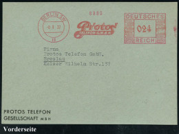 BERLIN SW/ 11/ PROTOS/ TELEFON GMBH 1937 (8.9.) Seltener AFS Francotyp "Mäanderrechteck" (= Siemens Protos:  Auch Herste - Autos