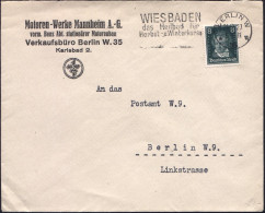 BERLIN W/ *35u/ WIESBADEN/ Das Heilbad.. 1927 (24.9.) MWSt Auf Firmen-Bf: Motoren-Werke Mannheim AG / Vorm. Benz Abt. St - KFZ