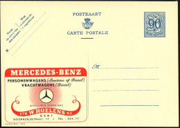 BELGIEN 1951 90 C. Reklame-P., Blau: MERCEDES-BENZ/ PERSONENWAGENS../ VRACHTWAGENS.. (MB-Stern-Logo) Ungebr. (Mi.P 273 I - Voitures