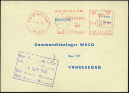 SCHWEDEN 1966 (7.9.) AFS: KRISTIANSAND/LIC.9217/MERCEDES/stjärnan.. = MB-Stern , Werkstatt-Kt. Für Einen Simca! - MERCED - Auto's